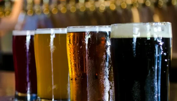 A flight of local craft beers in the Outer Banks.