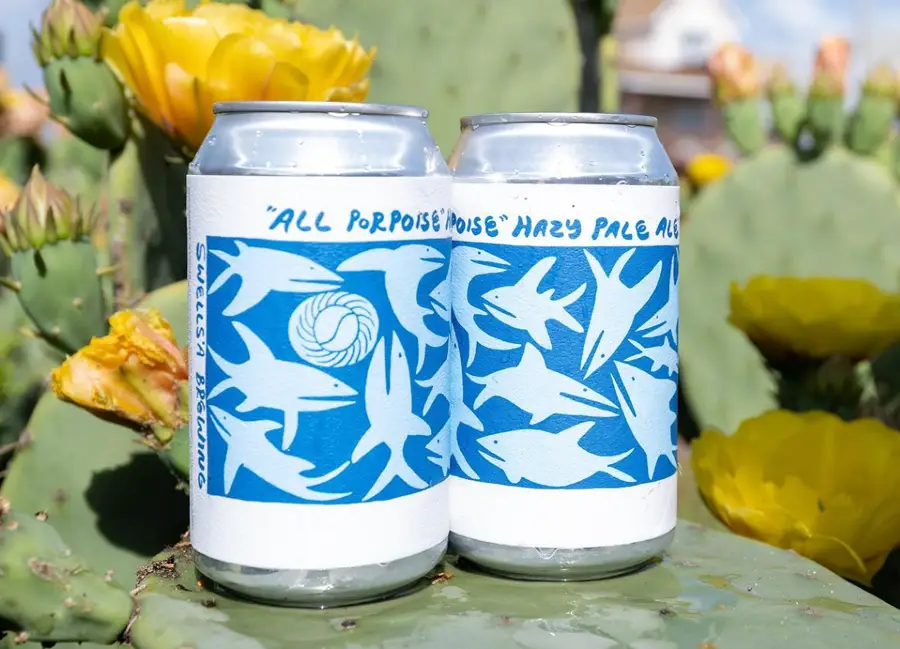 Two cans of All Porpoise Hazy Pale Ale